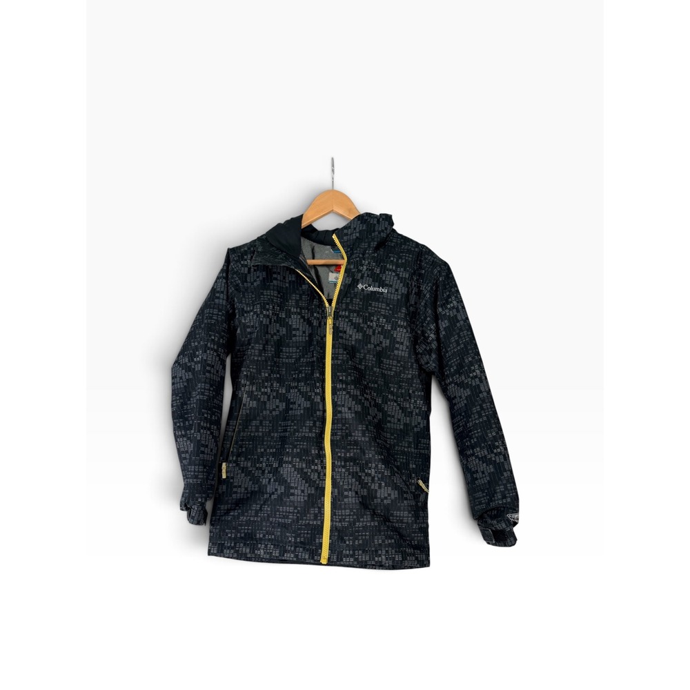Columbia Kids Omni-Heat Hooded Jacket Black Grey Yellow Outgrown Size L